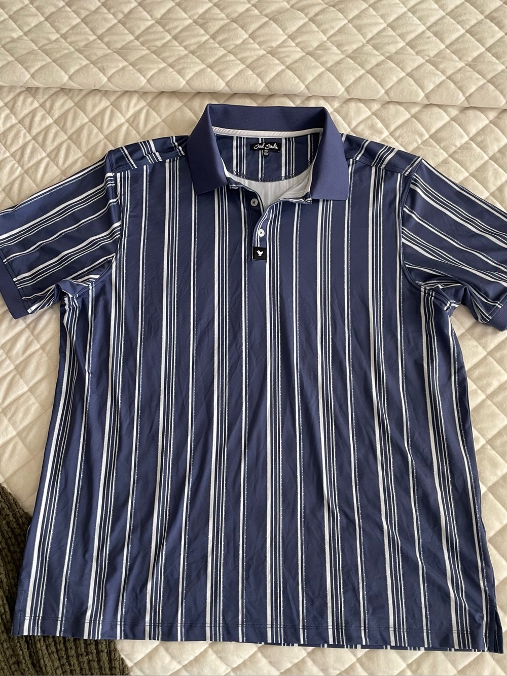 Bad Birdie Navy Stripe Polo Shirt